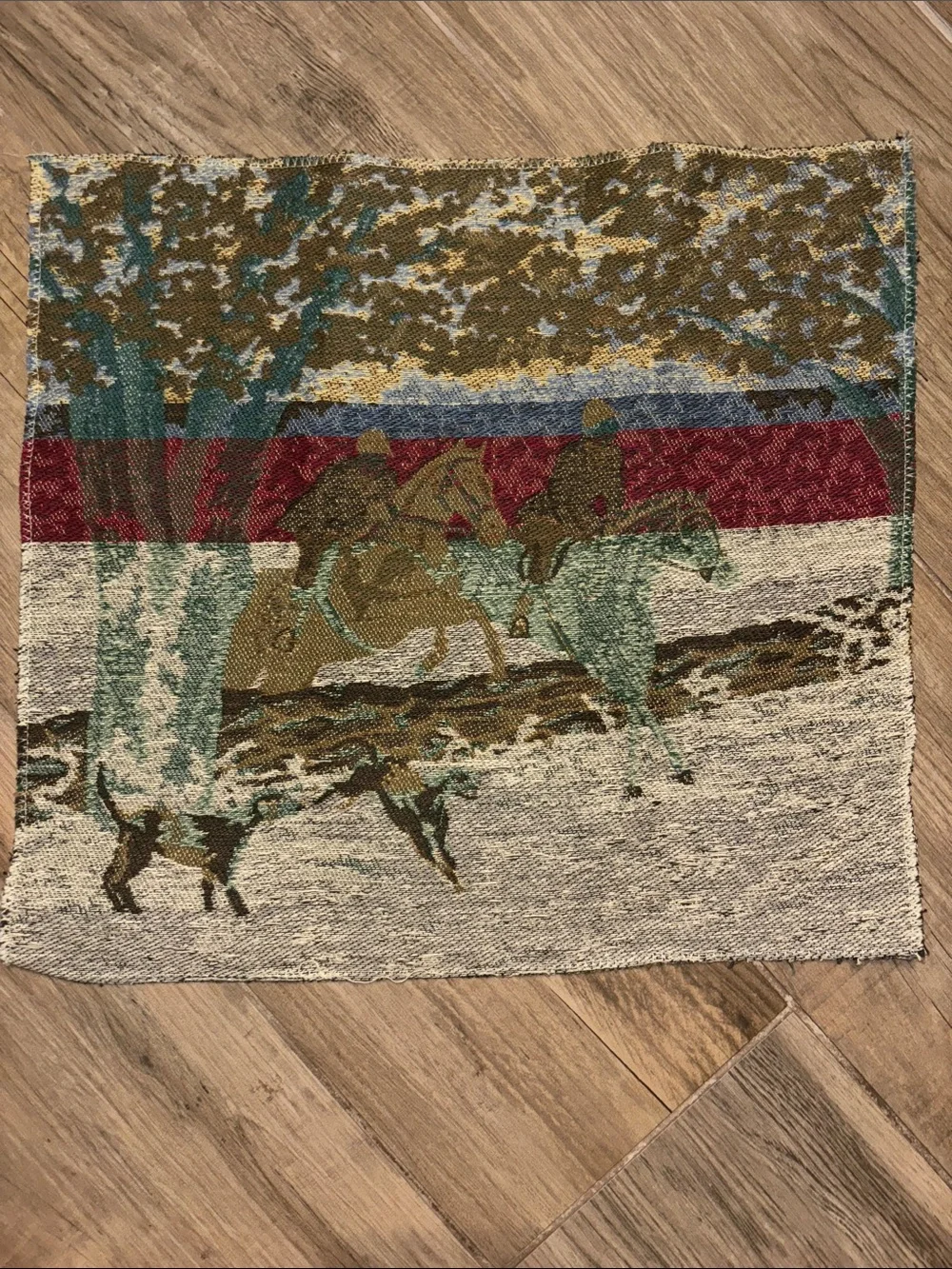 Vintage Equestrian Tapestry Panel